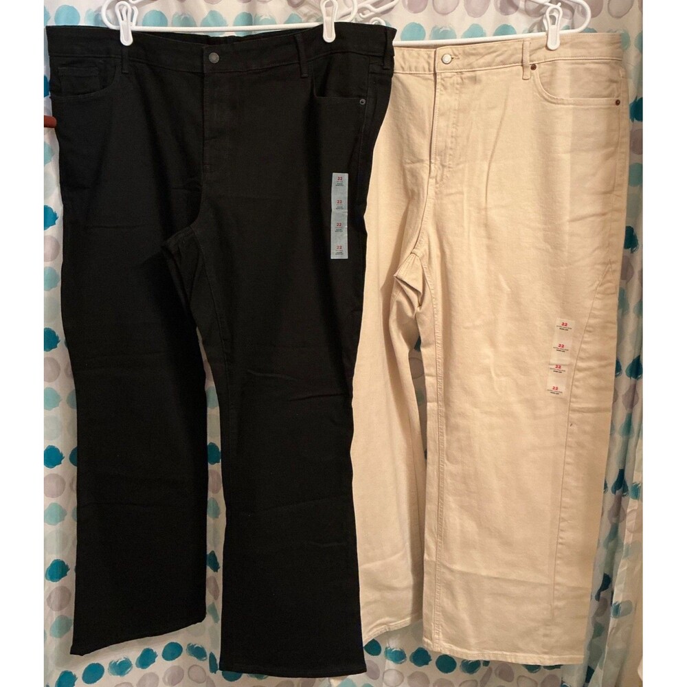 Old Navy Women Plus Size New Jeans Lot Black Brown Size 22 Boot Cut Wide Legged